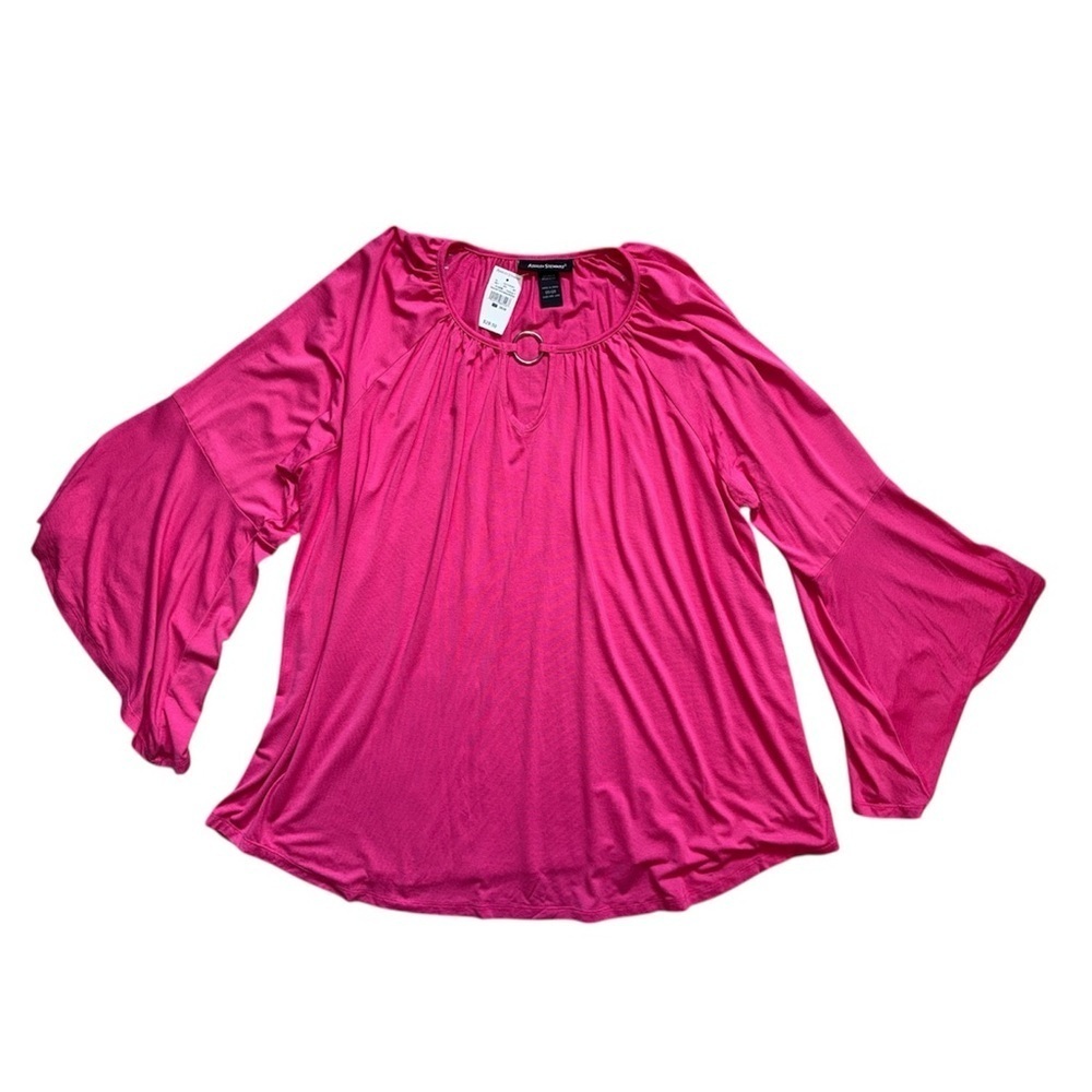 Ashley Stewart Pink Bell Sleeve Peasant Top NWT - Picture 3 of 10